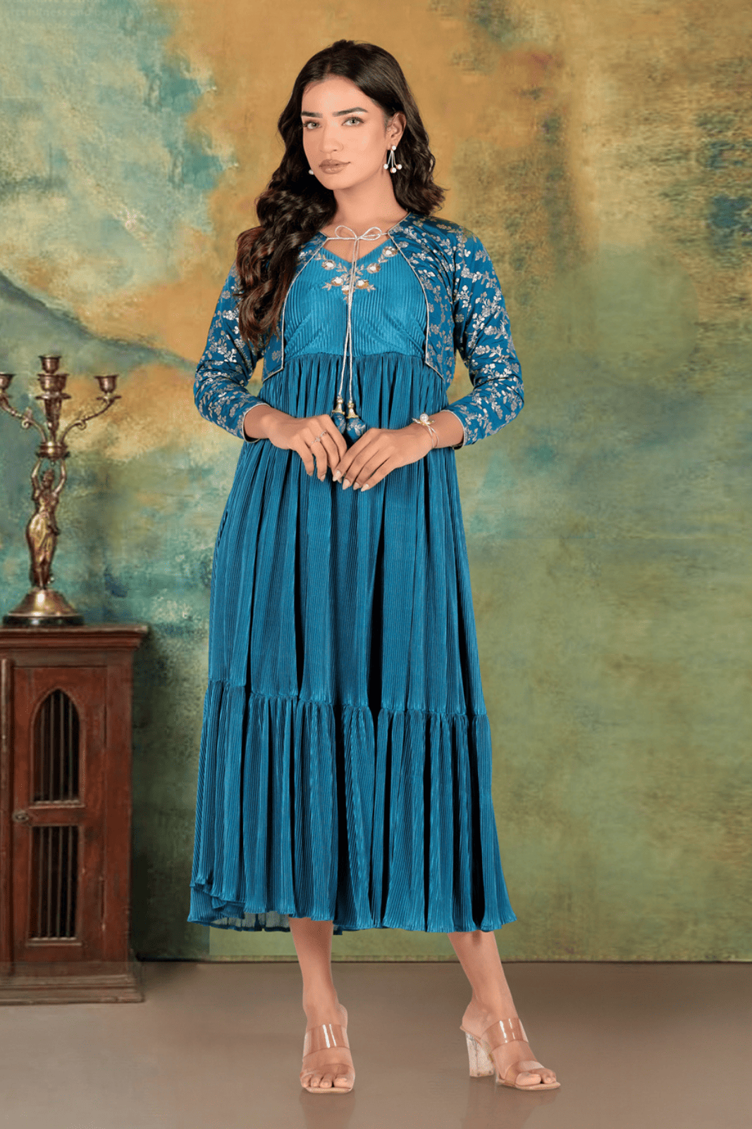 Peacock Blue Koti-Gown
