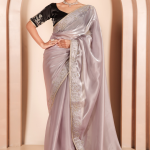 Moonlit Organza Saree with Pure Hand Embroidery