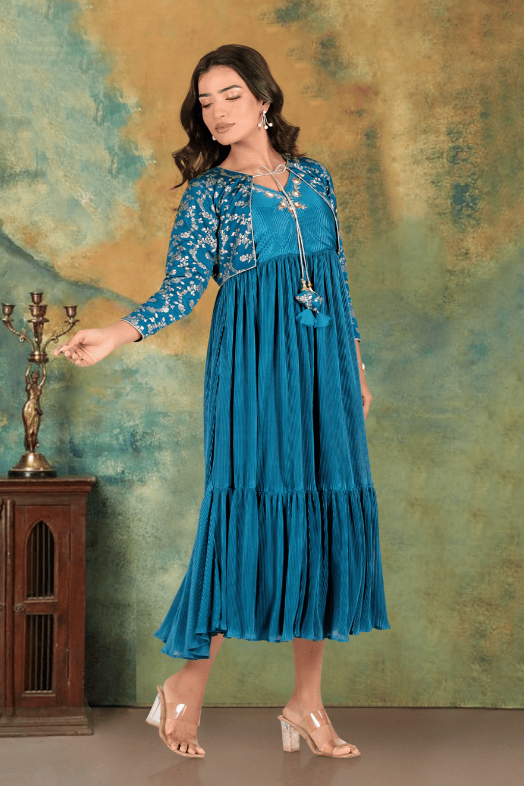 Peacock Blue Koti-Gown