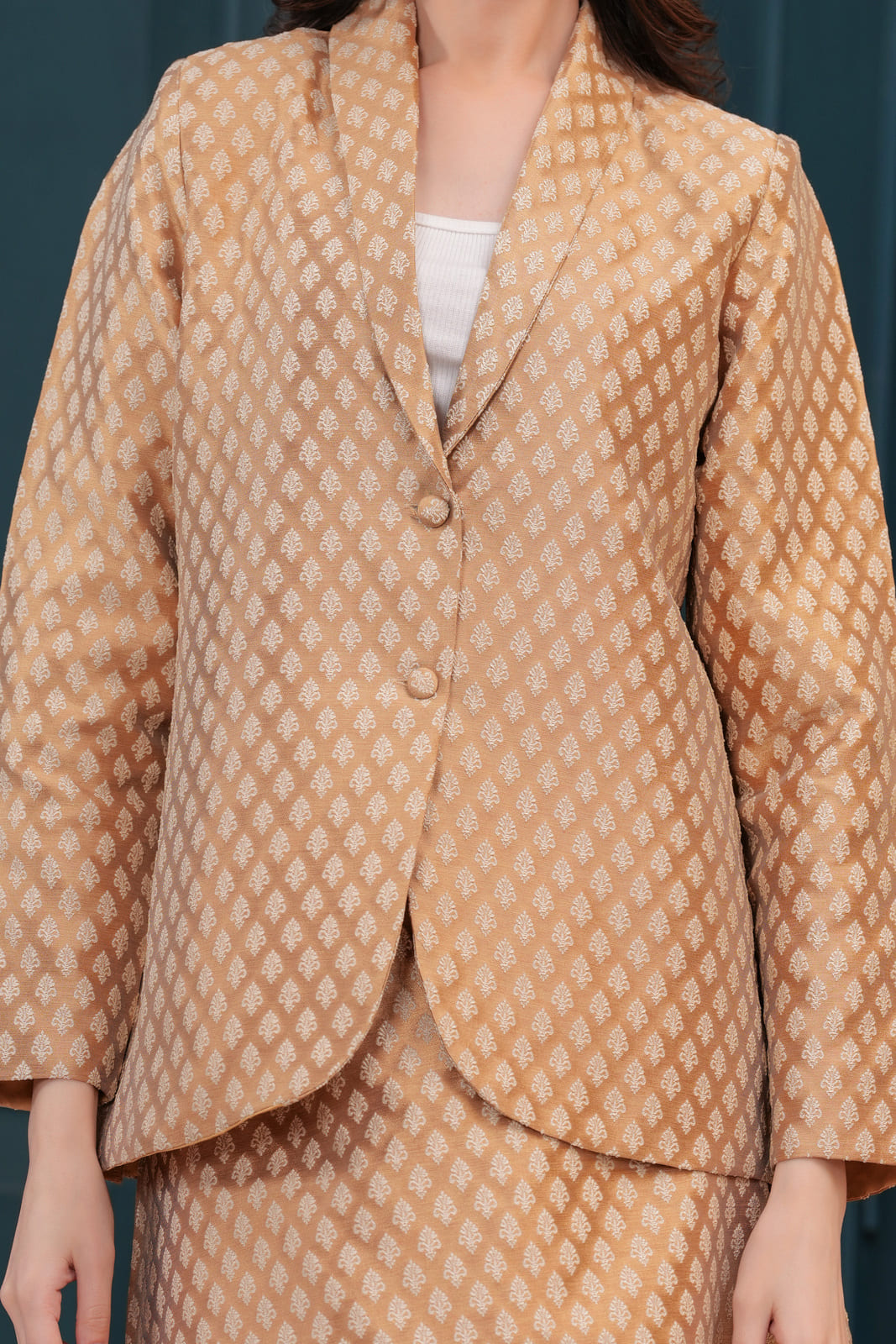 Gold Banarasi Executive Blazer Set
