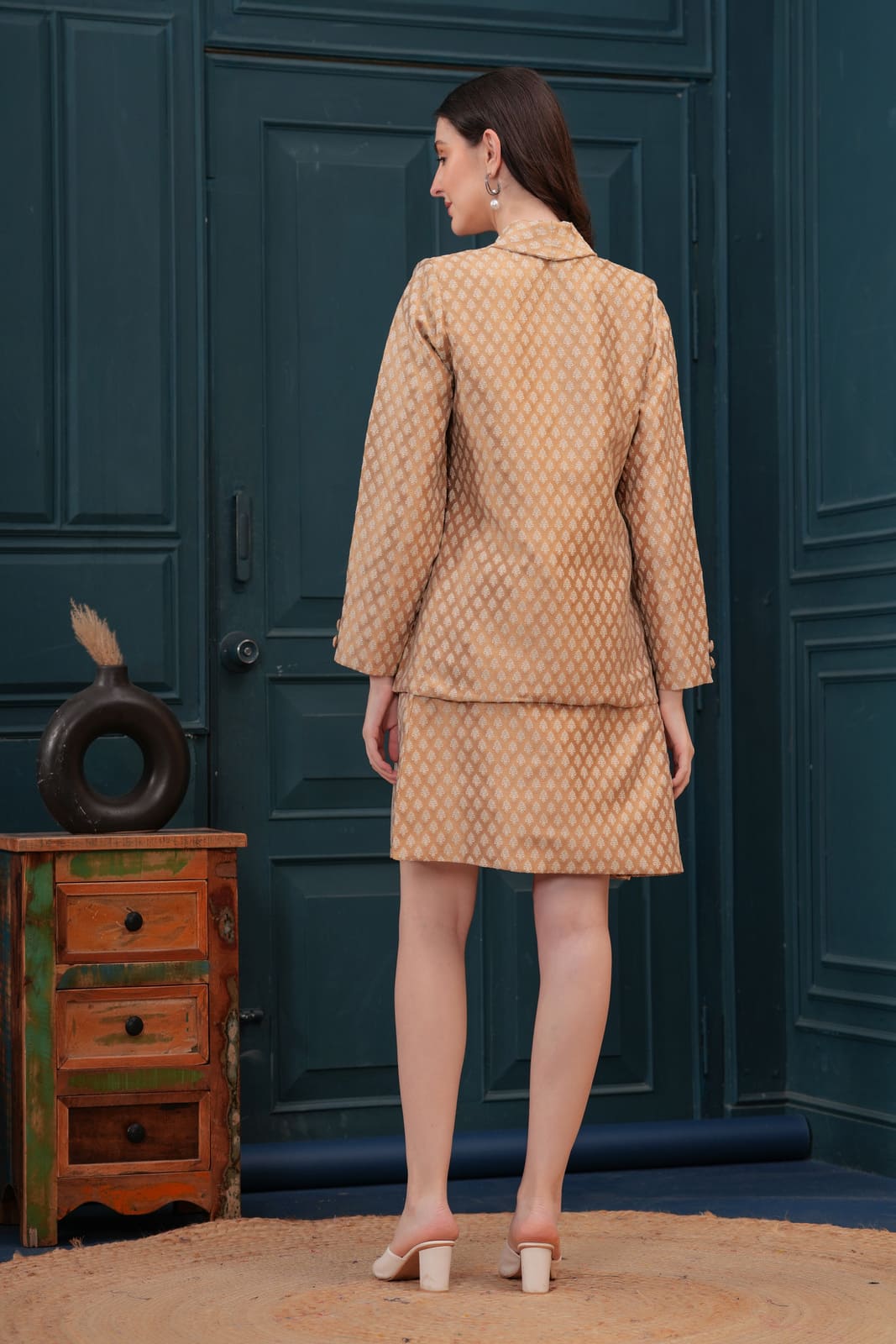 Gold Banarasi Executive Blazer Set