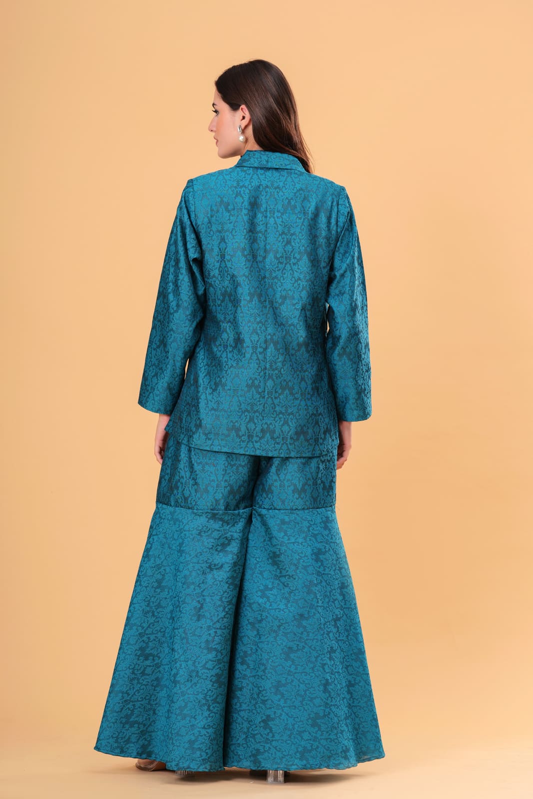 Teal Banarasi Executive Blazer Set