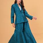 Teal Banarasi Executive Blazer Set