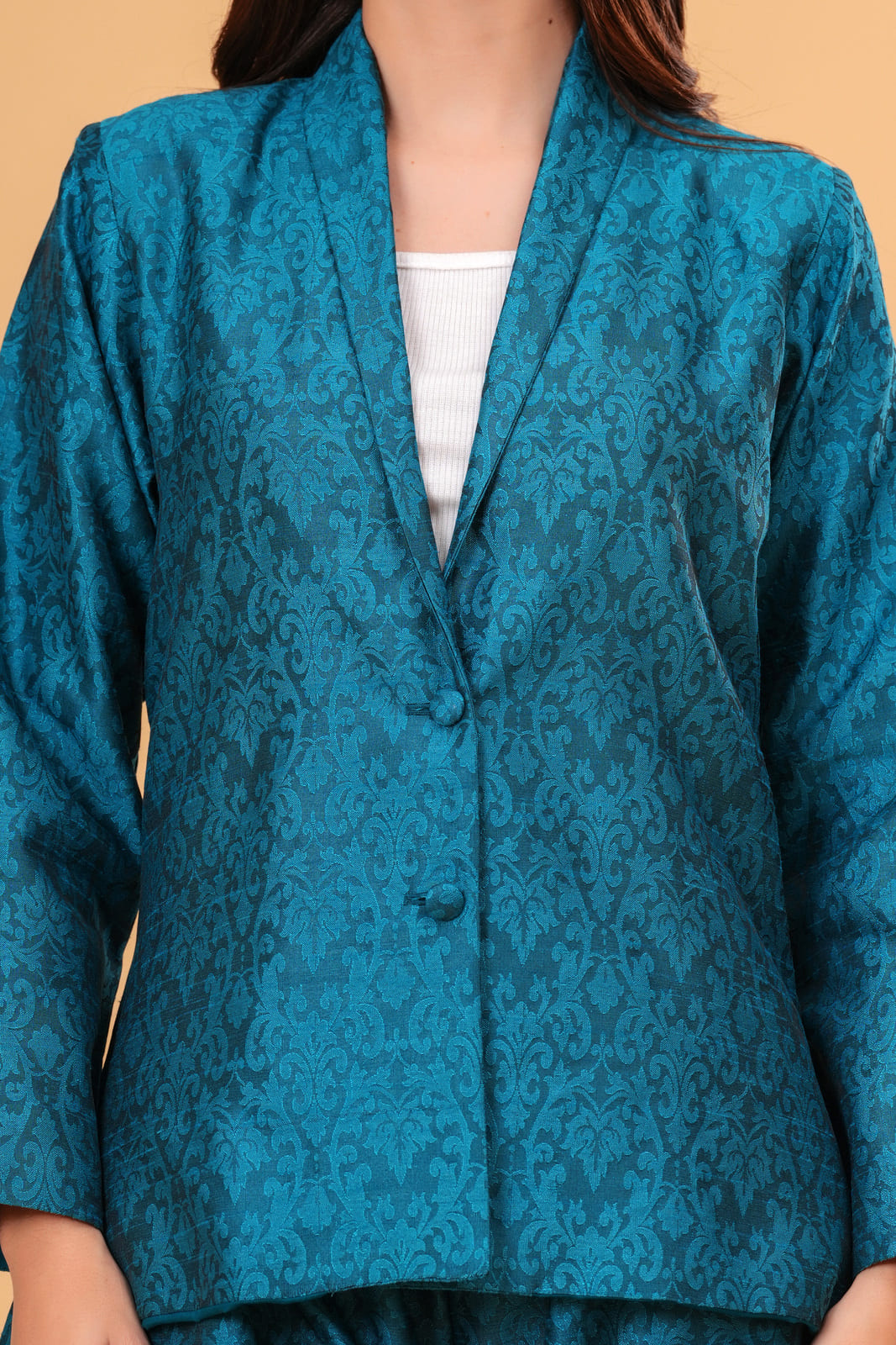 Teal Banarasi Executive Blazer Set