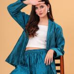 Teal Banarasi Executive Blazer Set