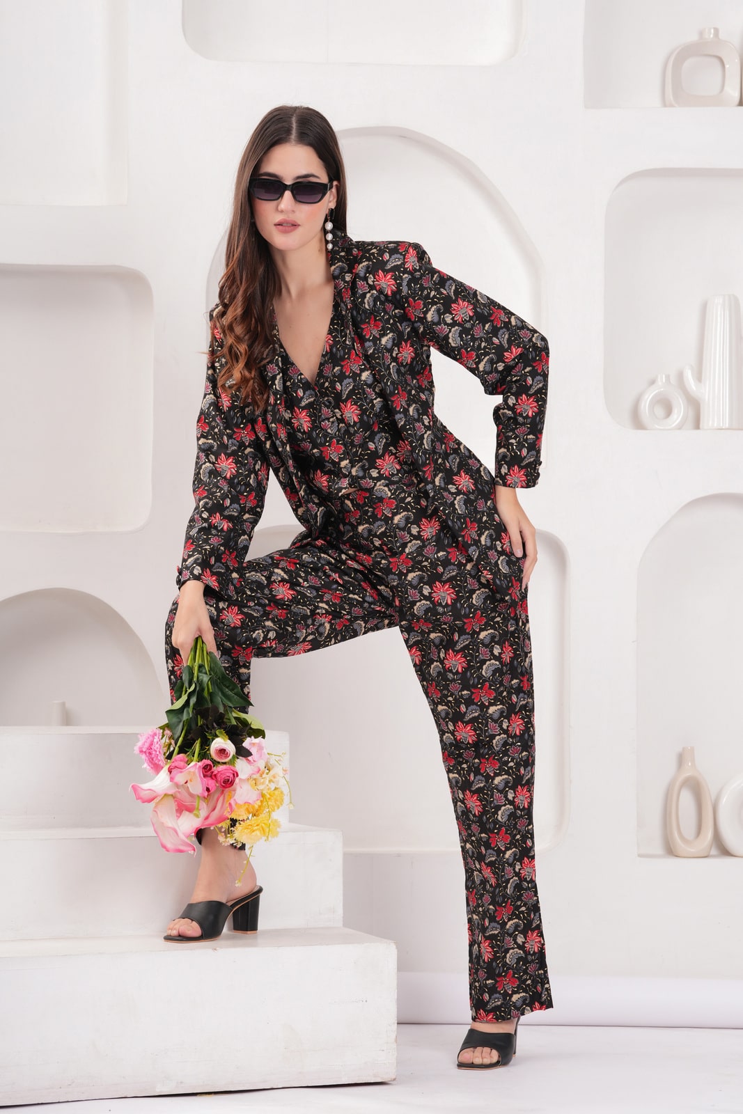 Black Red Executive Blazer Set