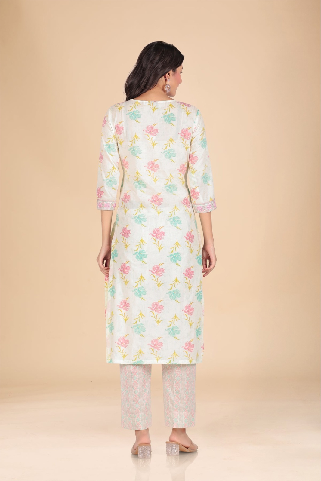 White Multicolor Floral Embroidered Kurta Set