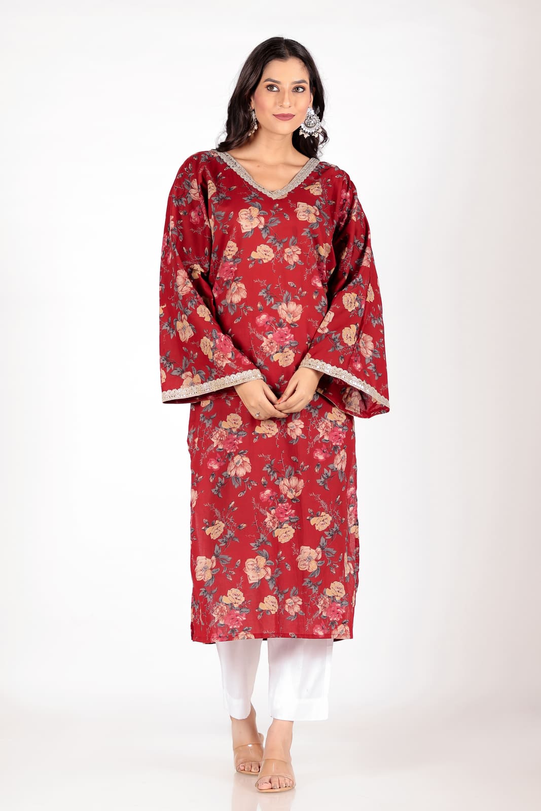 Maroon Flare Sleeve Kurti