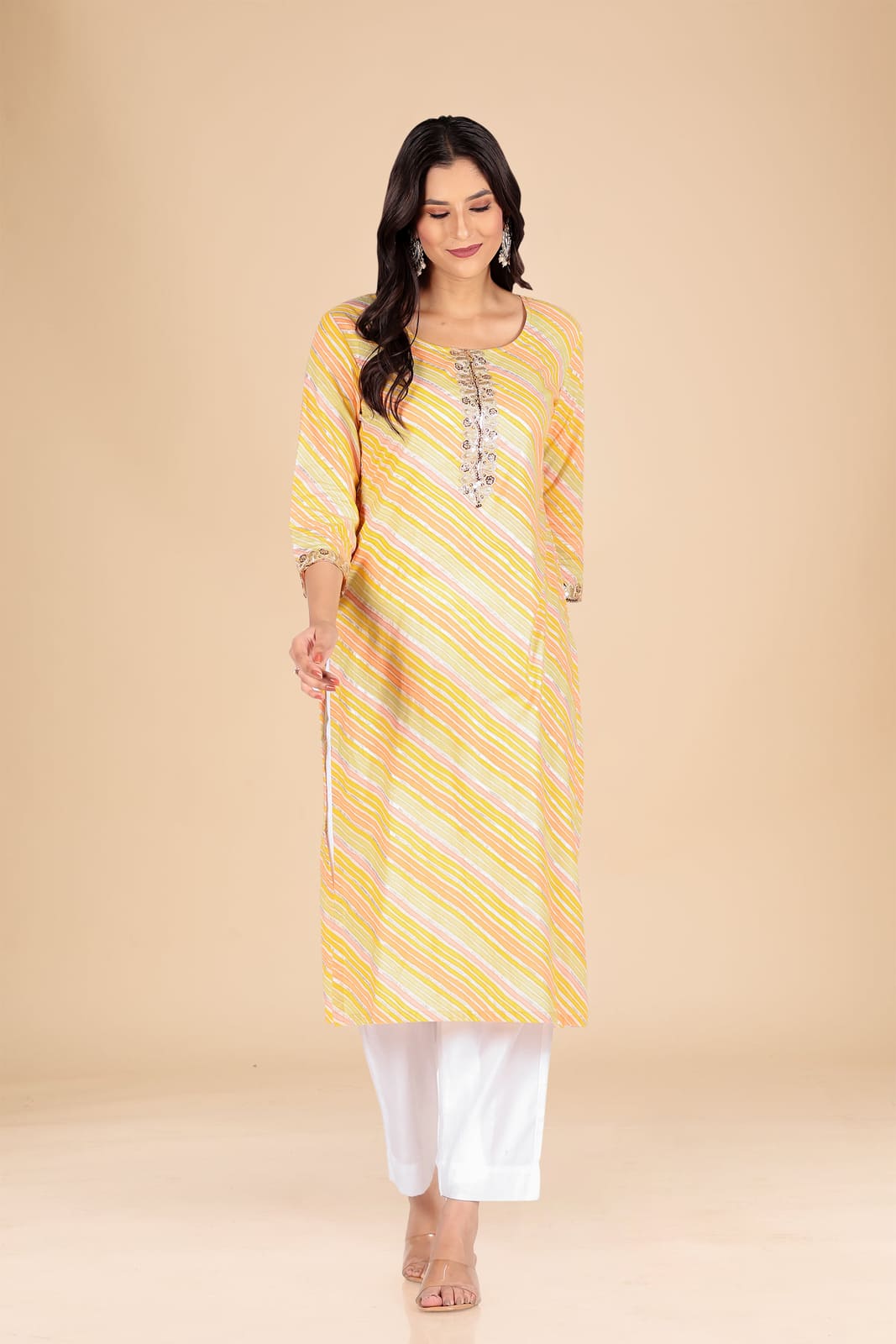 Yellow Leheriya Kurti