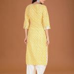 Yellow Leheriya Kurta Set