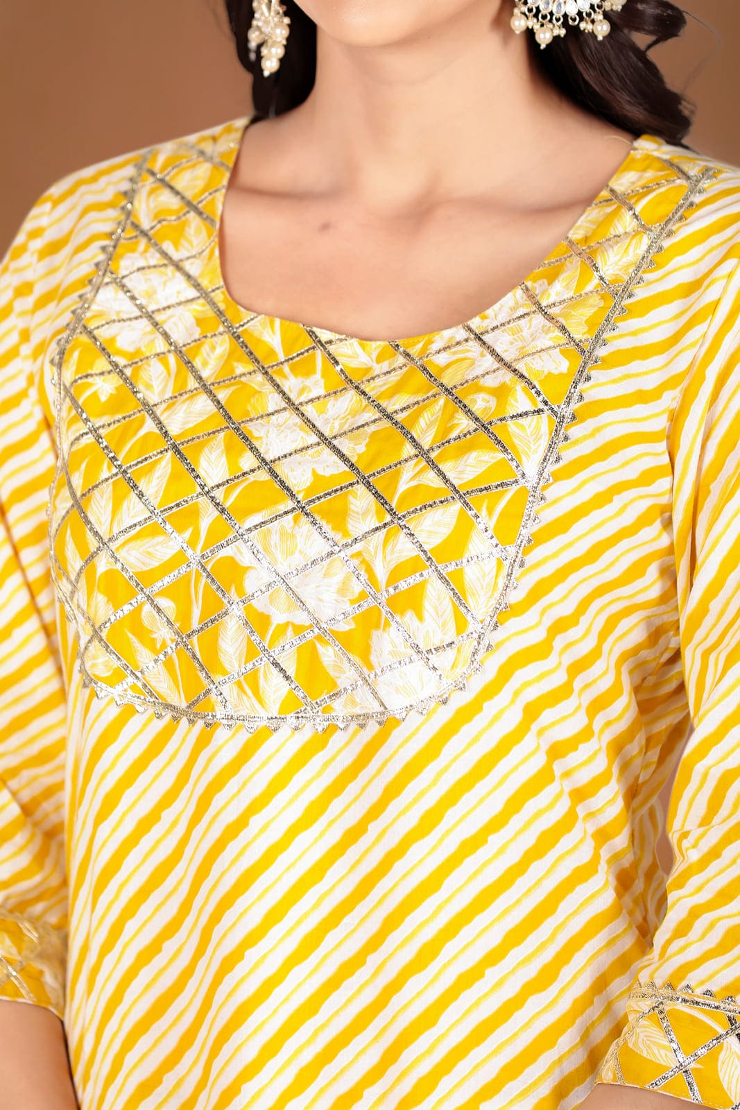Yellow Leheriya Kurta Set