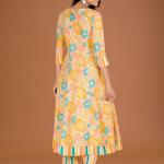 Yellow Floral Anarkali Kurta Set