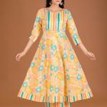 Yellow Floral Anarkali Kurta Set