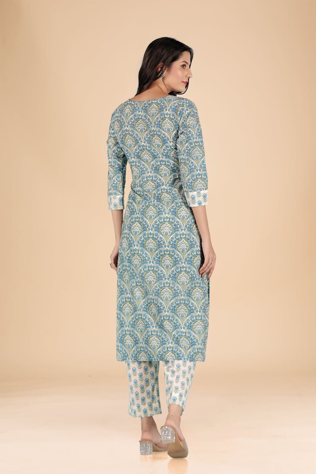 Blue Floral Embroidered Kurta Set
