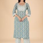 Blue Floral Embroidered Kurta Set