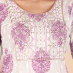 White Lavender Floral Embroidered Kurta Set