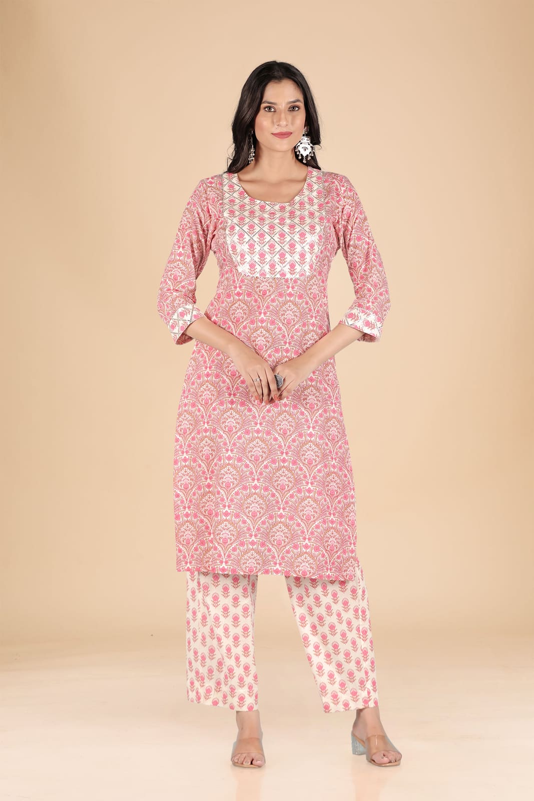 Pink Ethnic Print Kurta Set
