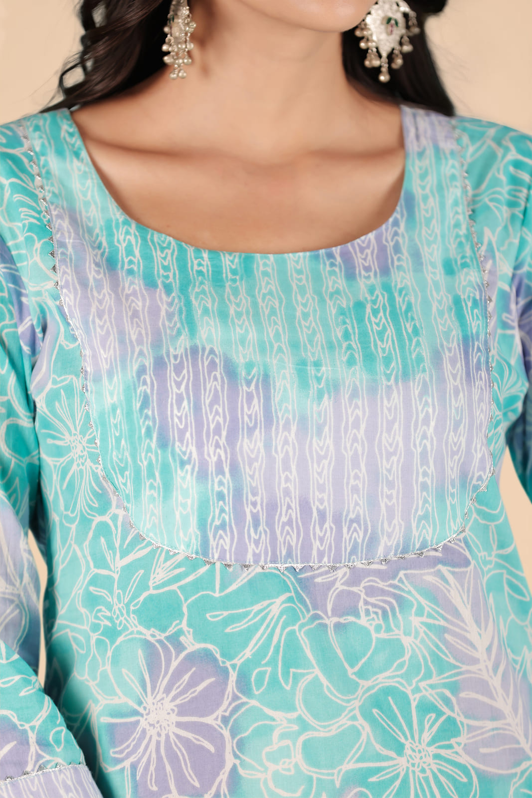 Blue Ombre Floral Print Kurta Set