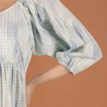 Blue Checkered Print Dress