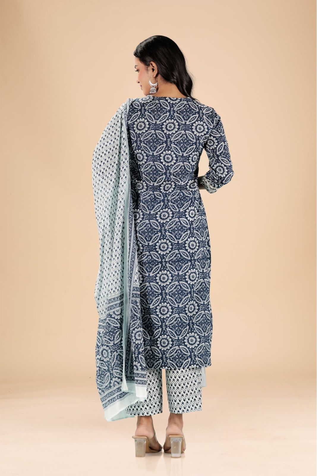 Indigo Floral Embroidered Kurta Set