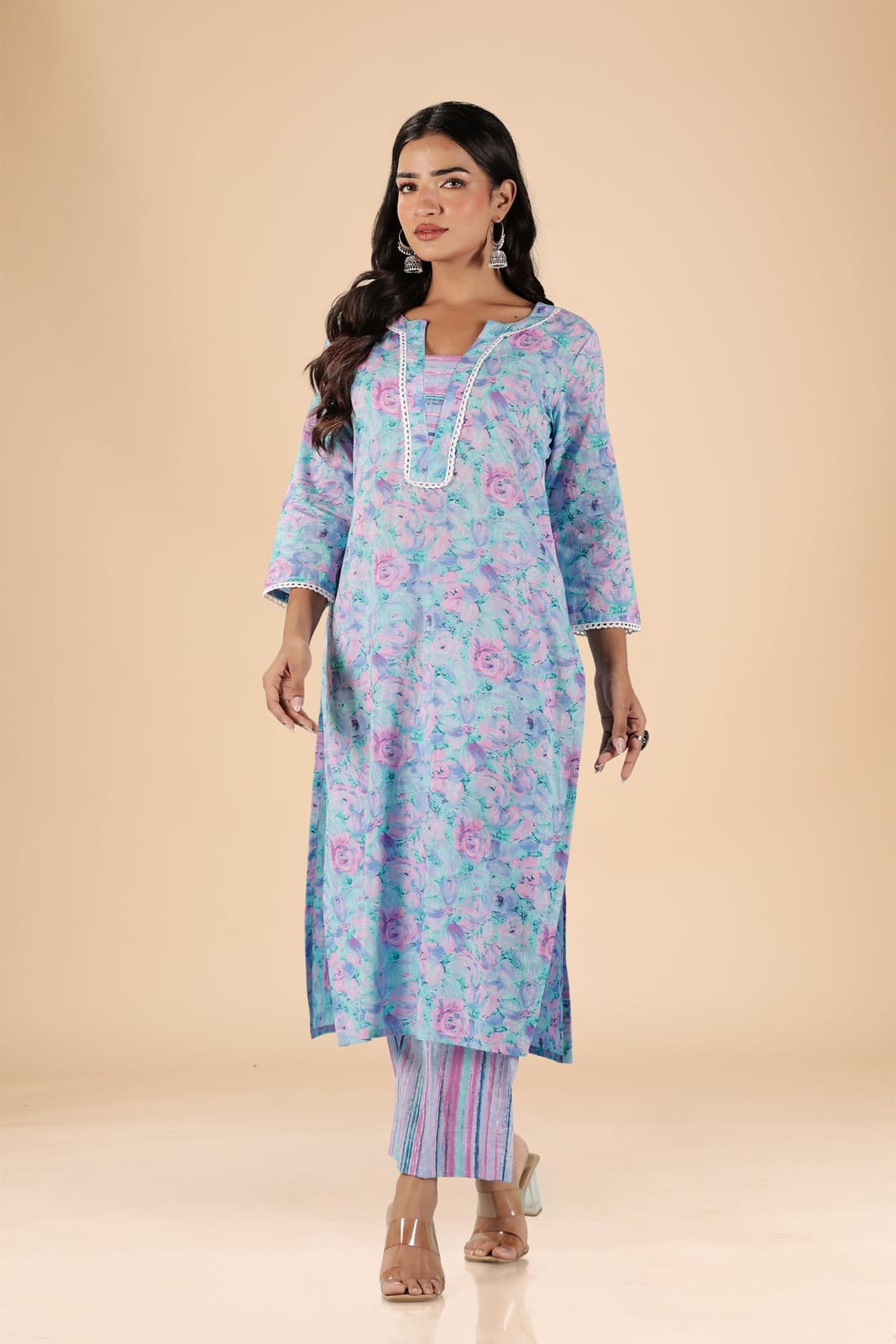 Lavender Blue Ombre Kurta Set
