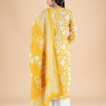 Yellow White Floral Embroidered Kurta Set