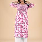 Pink White Floral Embroidered Kurta Set