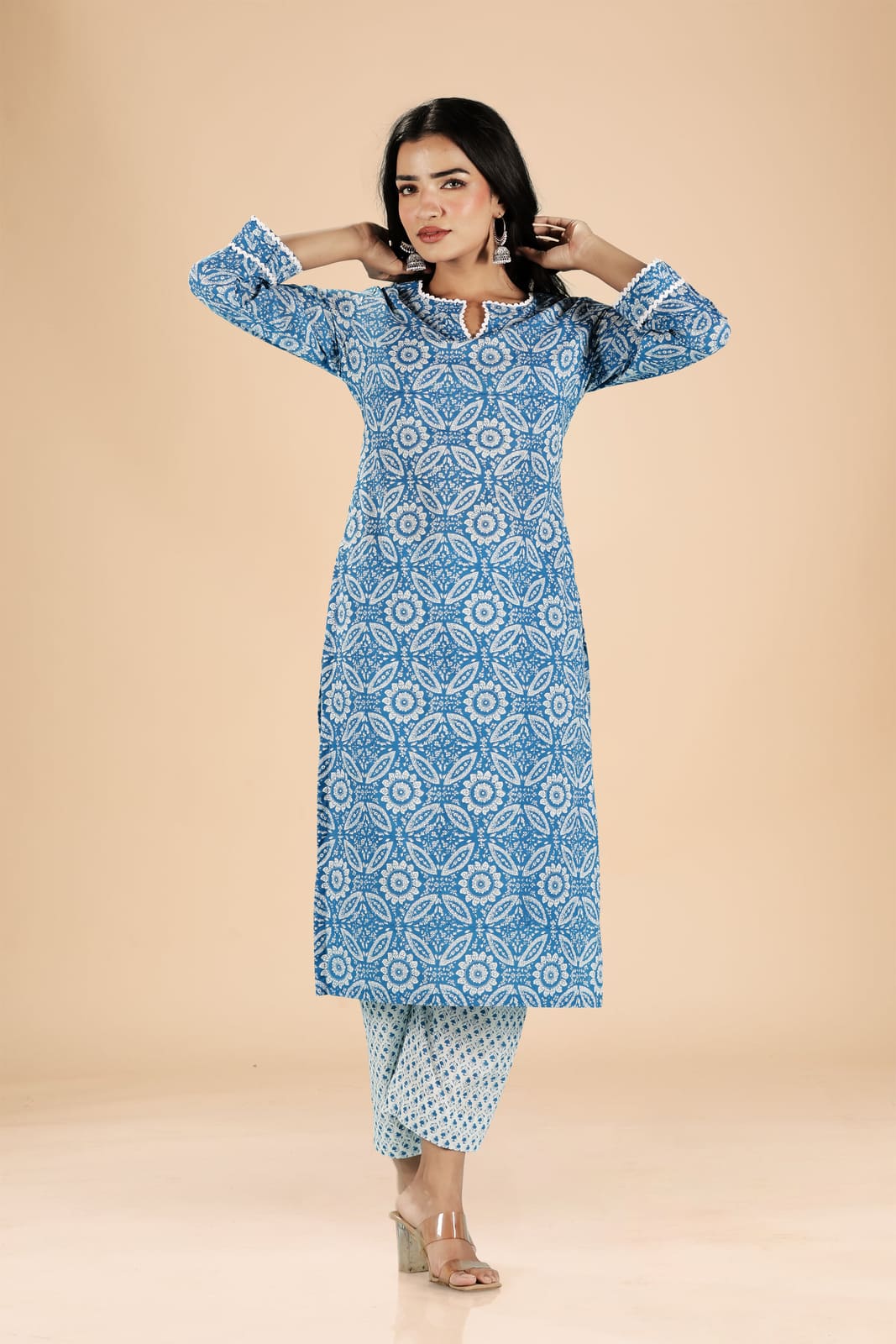 Blue Floral Kurta Set