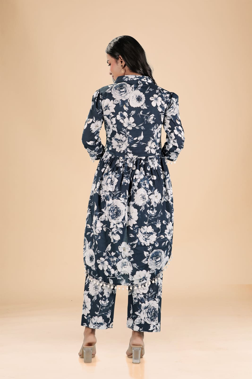 Dark Blue White Floral Co-ord Set