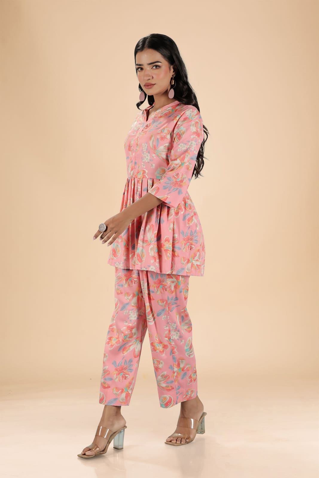 Pink Colourful Cotton Co-Ord Set