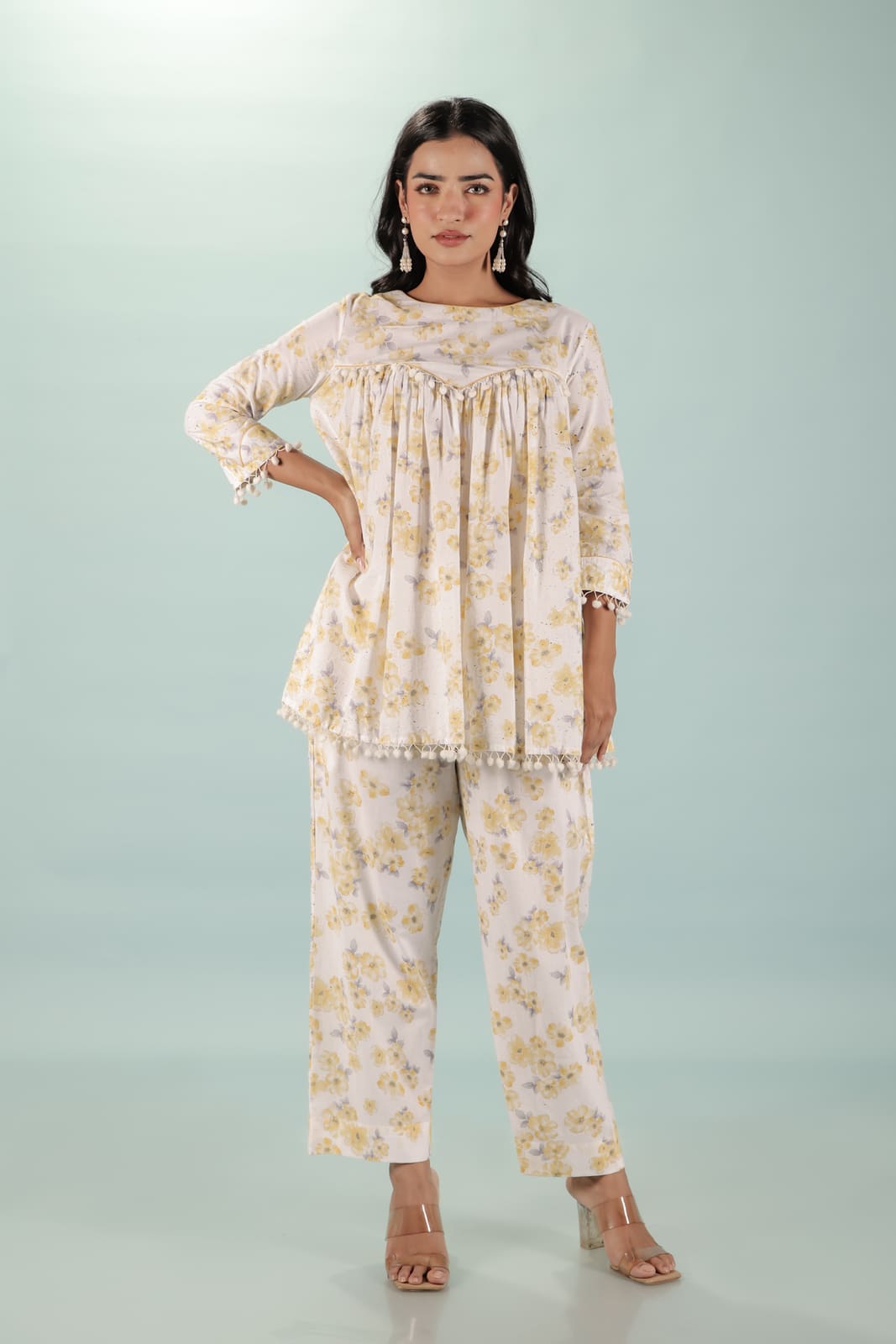 White Yellow Floral Co-Ord Set