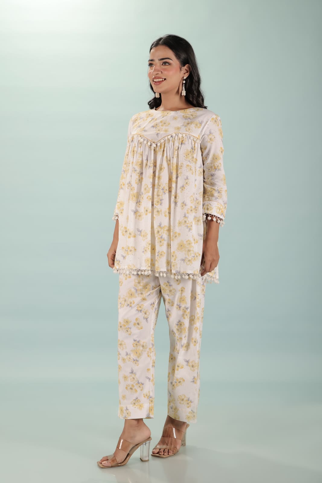 White Yellow Floral Co-Ord Set