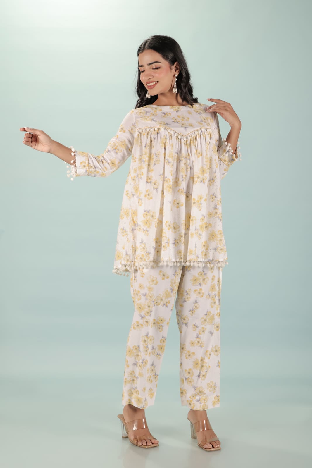 White Yellow Floral Co-Ord Set