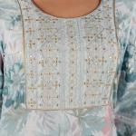 Pastel Blue Floral Embroidered Kurta Set