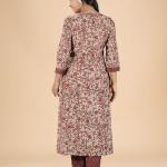 Dark Brown and Maroon Floral Kurta Set