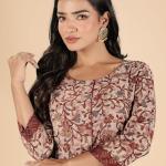 Dark Brown and Maroon Floral Kurta Set