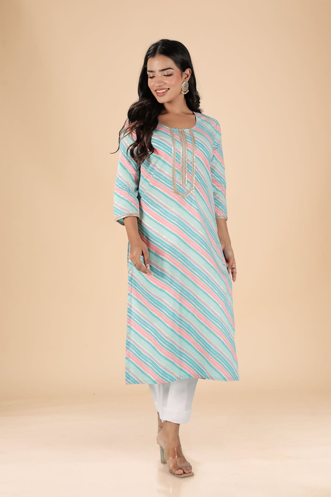 Blue Leheriya Kurti