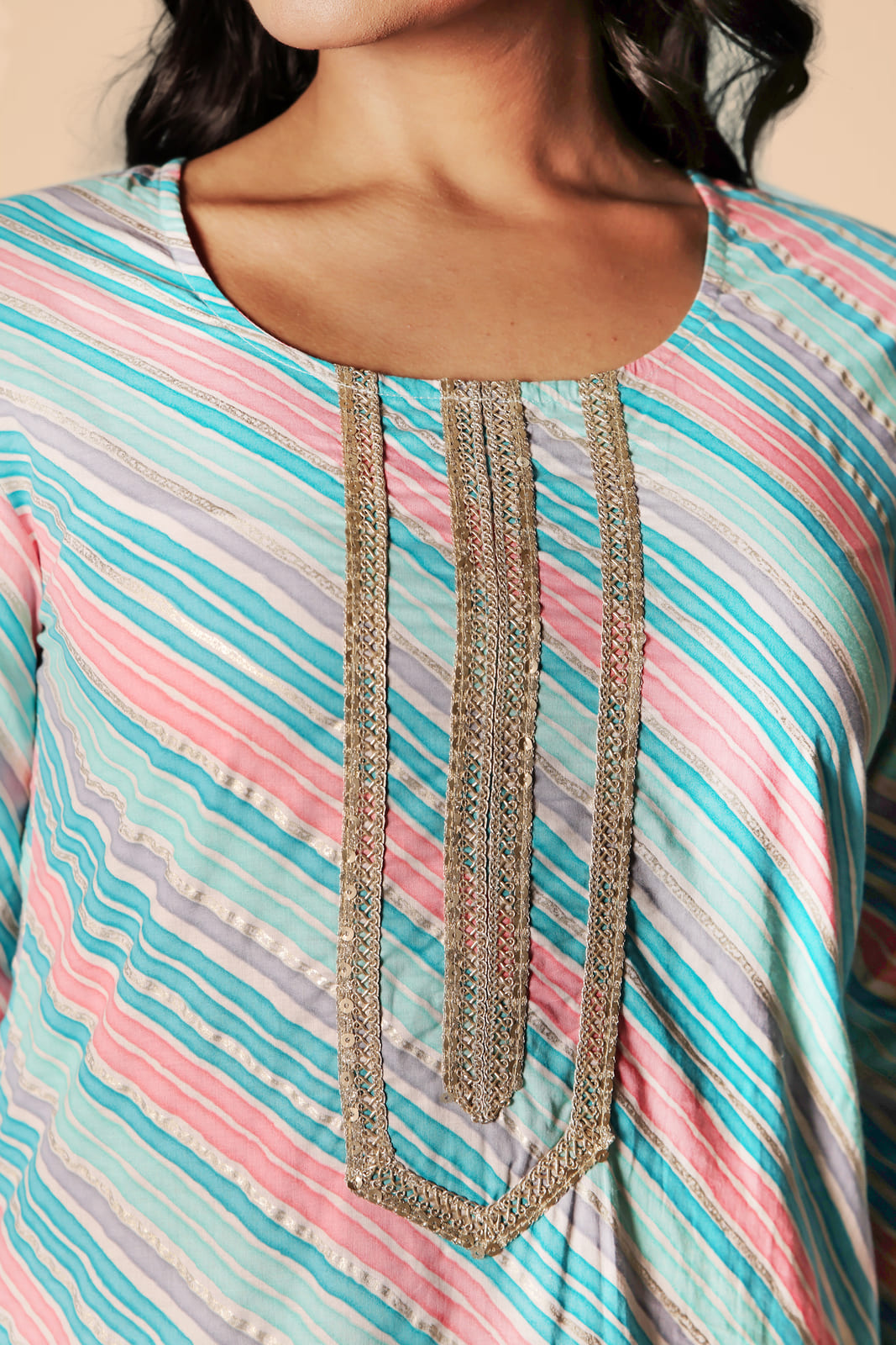 Blue Leheriya Kurti