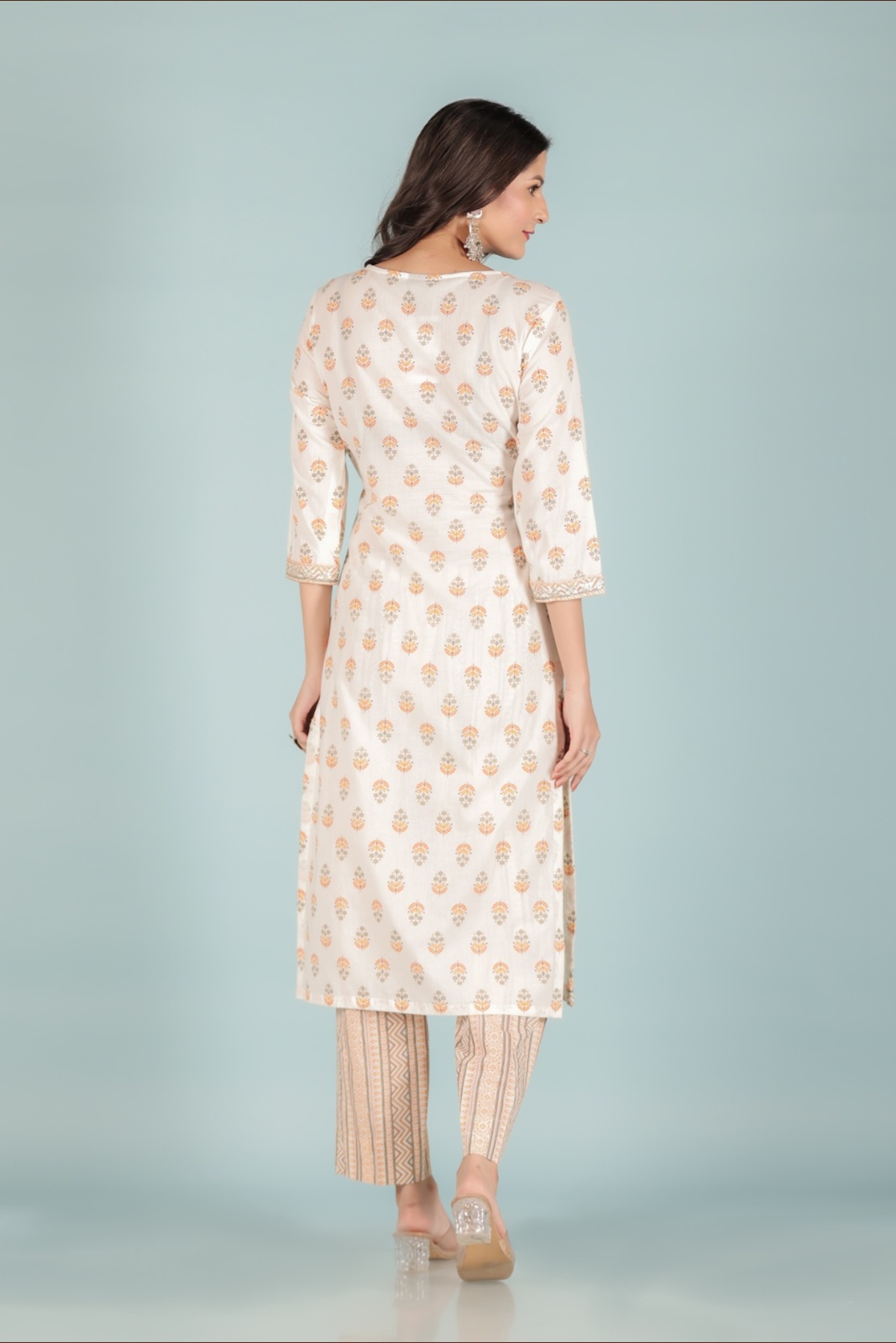 Ivory Yellow Ethnic Embroidered Kurta Set
