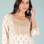Ivory Yellow Ethnic Embroidered Kurta Set