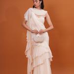 Ivory Ruffle Saree with Heavy Pearl Embroidery