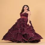 Plum Wine Tiered Gown