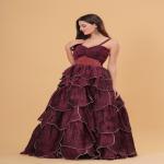 Plum Wine Tiered Gown