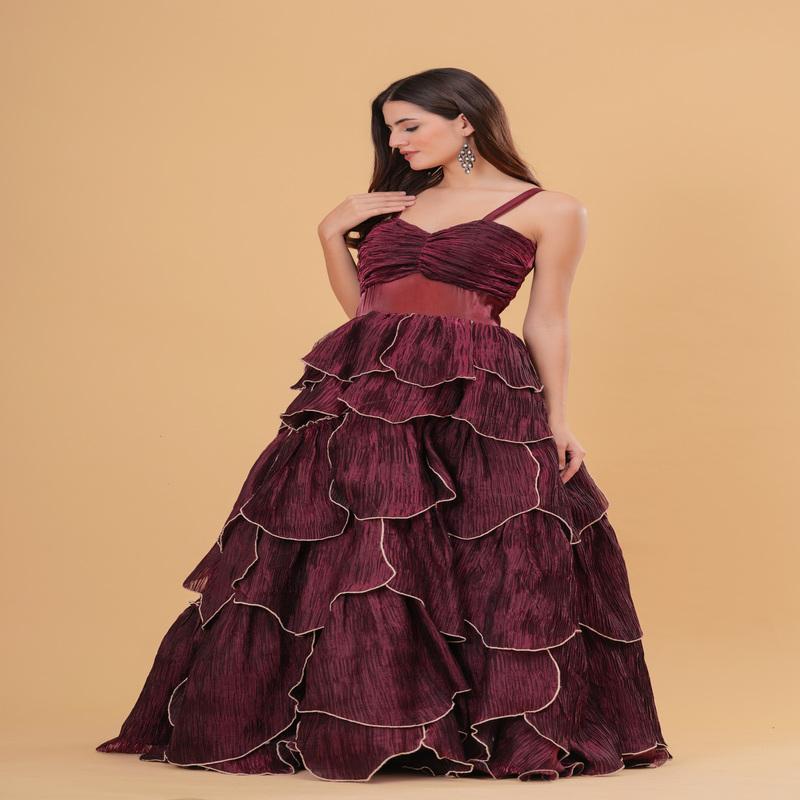 Plum Wine Tiered Gown