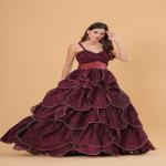 Plum Wine Tiered Gown