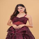 Plum Wine Tiered Gown