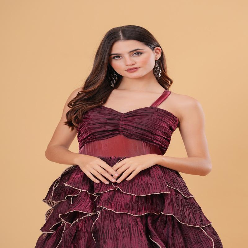 Plum Wine Tiered Gown
