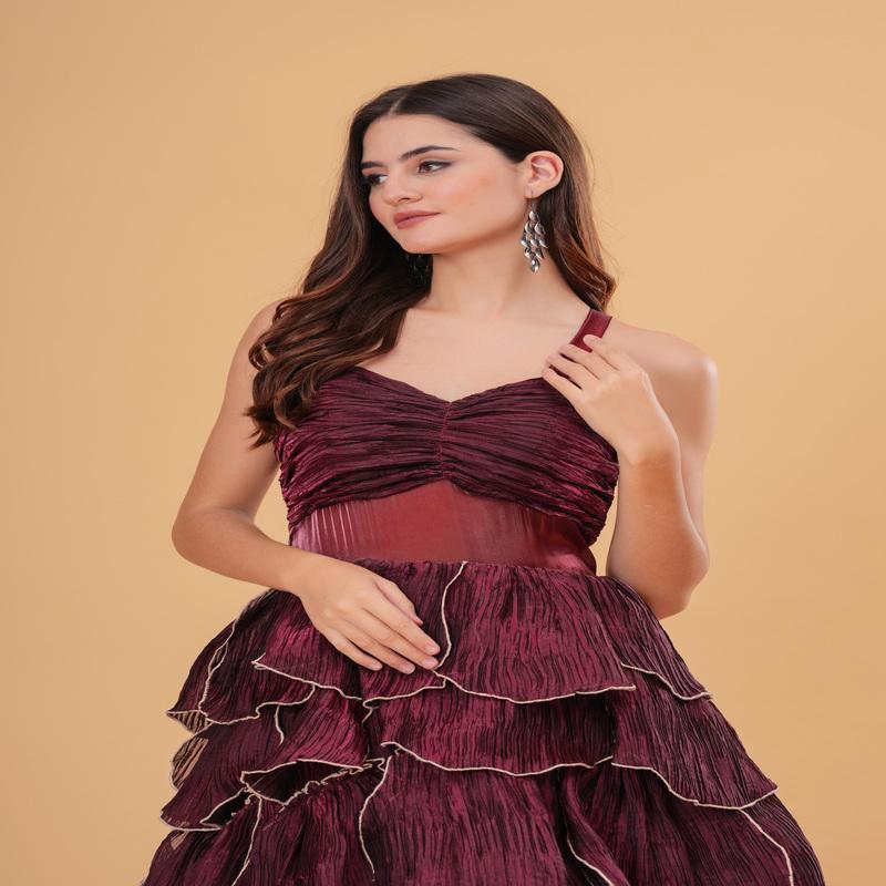 Plum Wine Tiered Gown