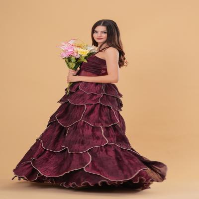 Plum Wine Tiered Gown