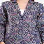 Blue Geometric-Floral Printed Pure Cotton Blazer and Pant Set